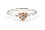 Dainty Diamond Heart Cluster Ring - 14k Two Tone Gold - 0.10ctw