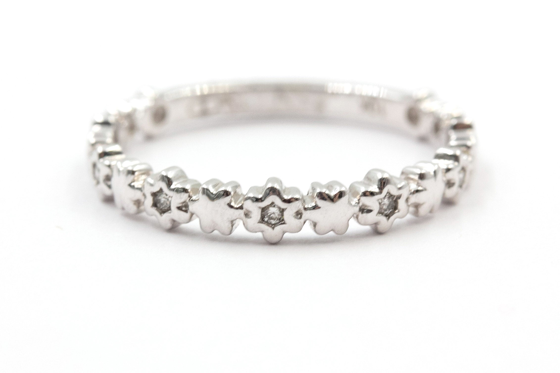 Diamond Star Half Eternity Band - 10k White Gold - 0.06ctw