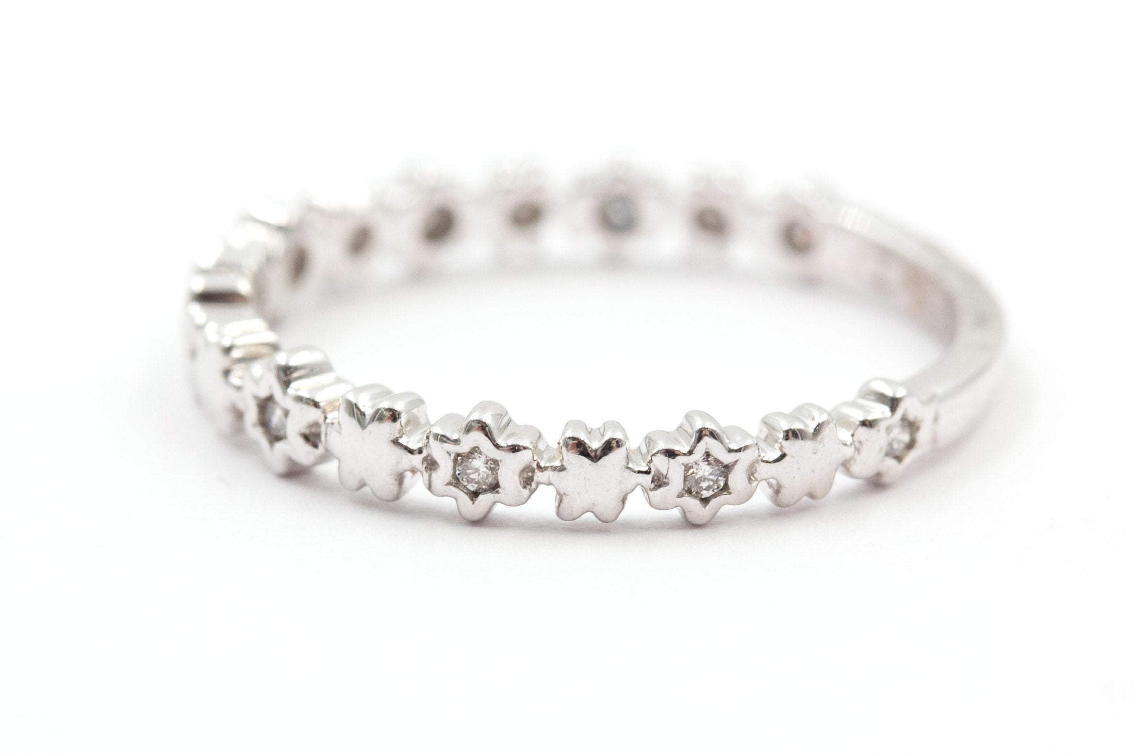 Diamond Star Half Eternity Band - 10k White Gold - 0.06ctw