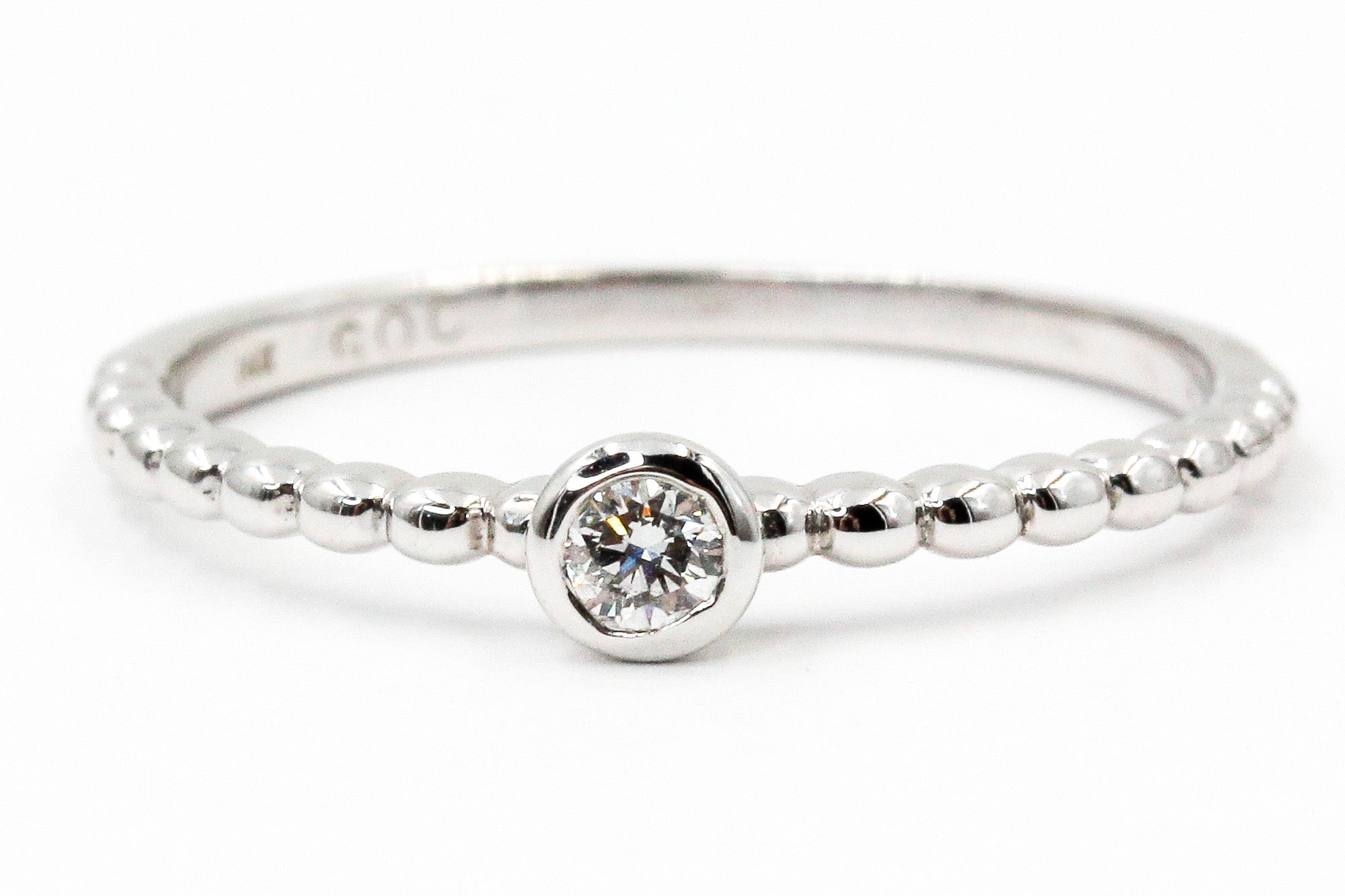 Solitaire Diamond Bezel Ring - 14k White Gold - 0.10ctw