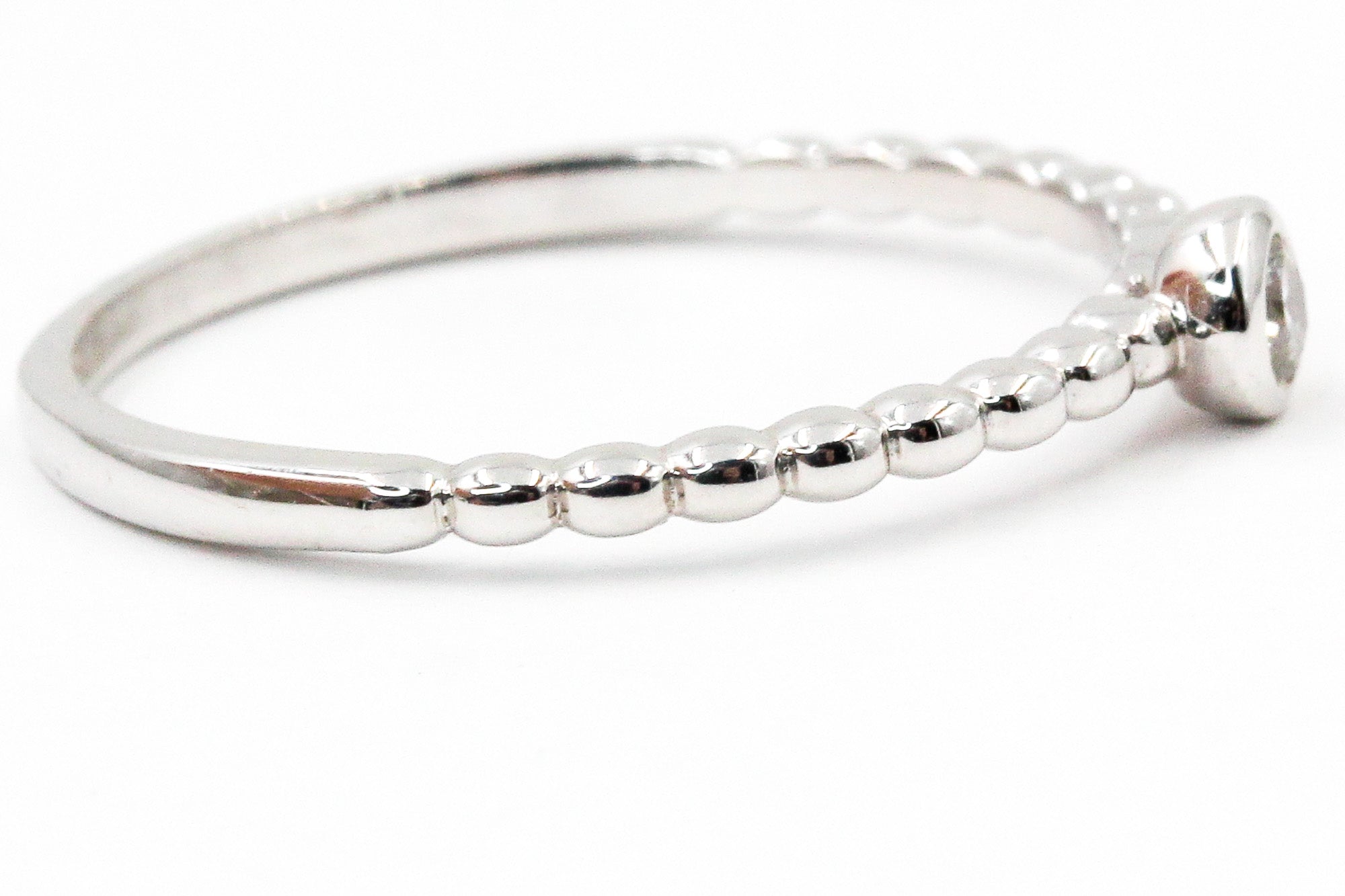 Solitaire Diamond Bezel Ring - 14k White Gold - 0.10ctw
