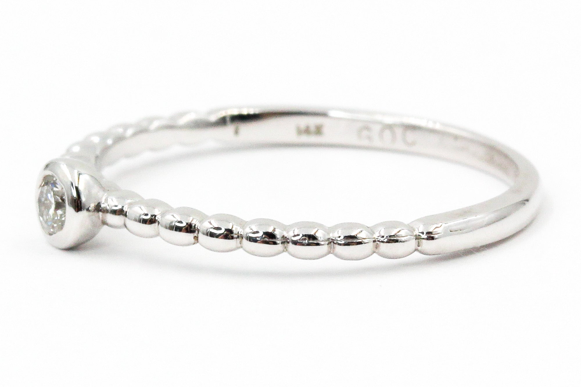 Solitaire Diamond Bezel Ring - 14k White Gold - 0.10ctw