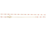 14k Yellow Gold Fine Chain Necklace with Red Enamel Accents
