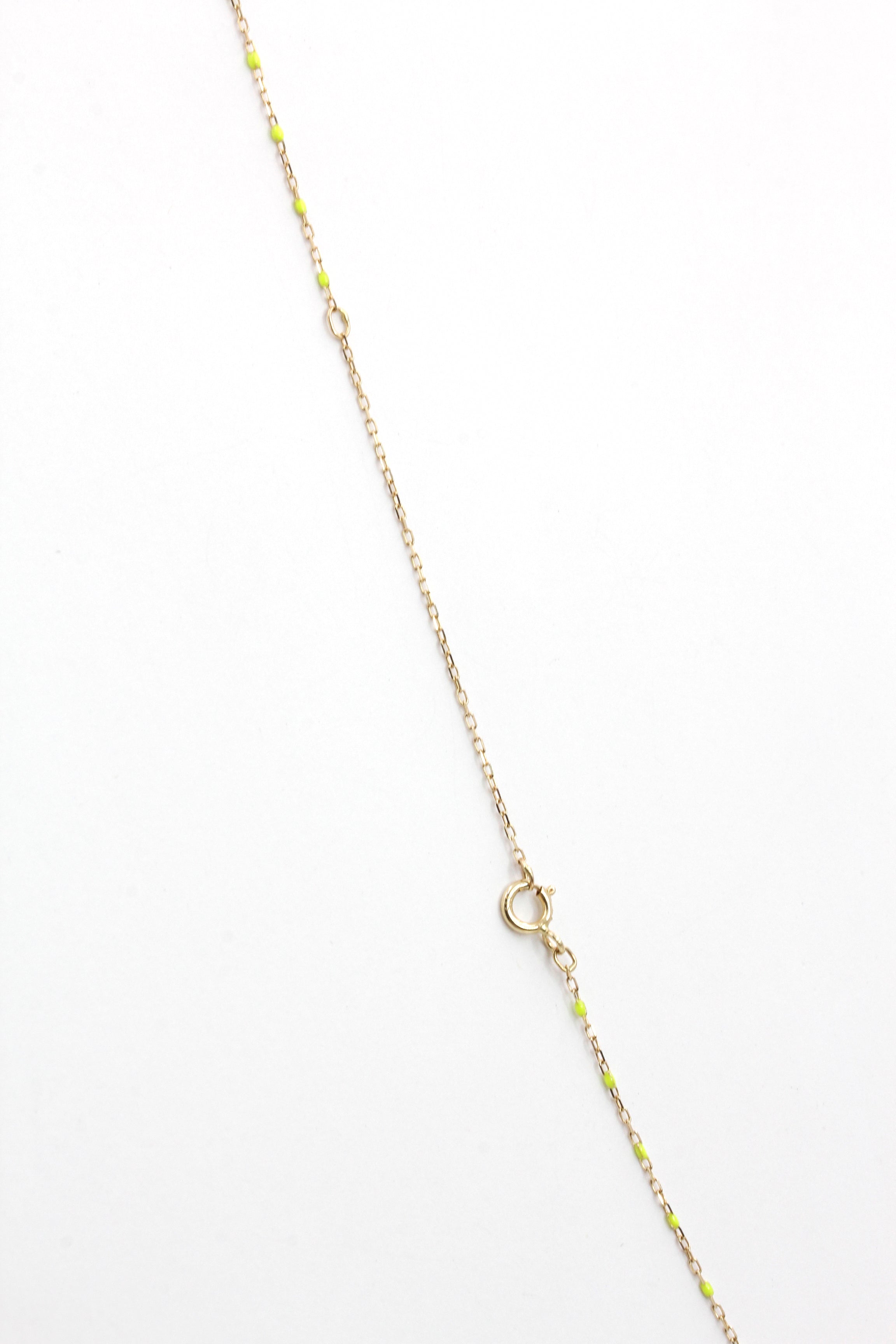 14k Gold Fine Chain Necklace with Yellow Enamel Accents