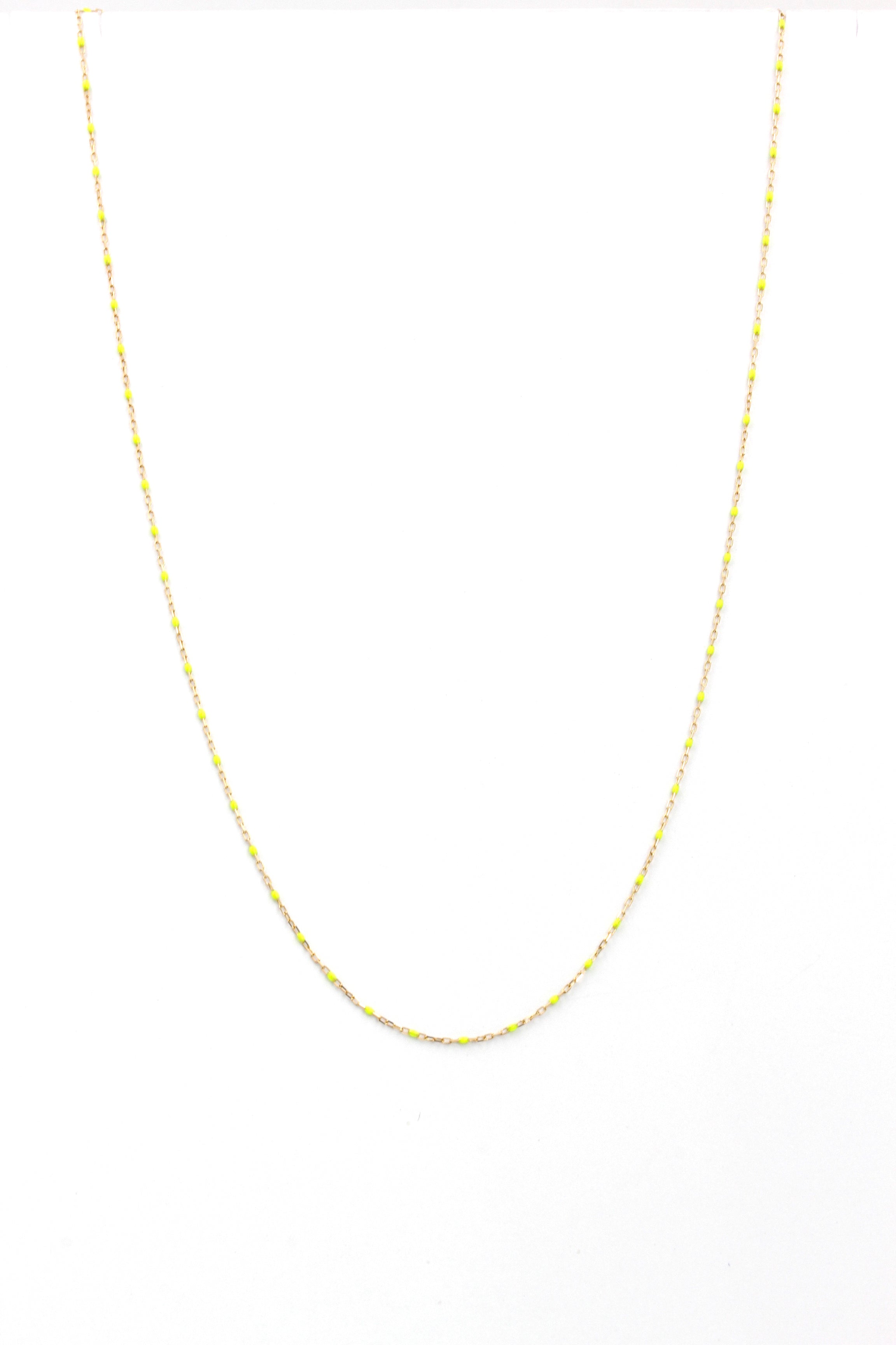 14k Gold Fine Chain Necklace with Yellow Enamel Accents