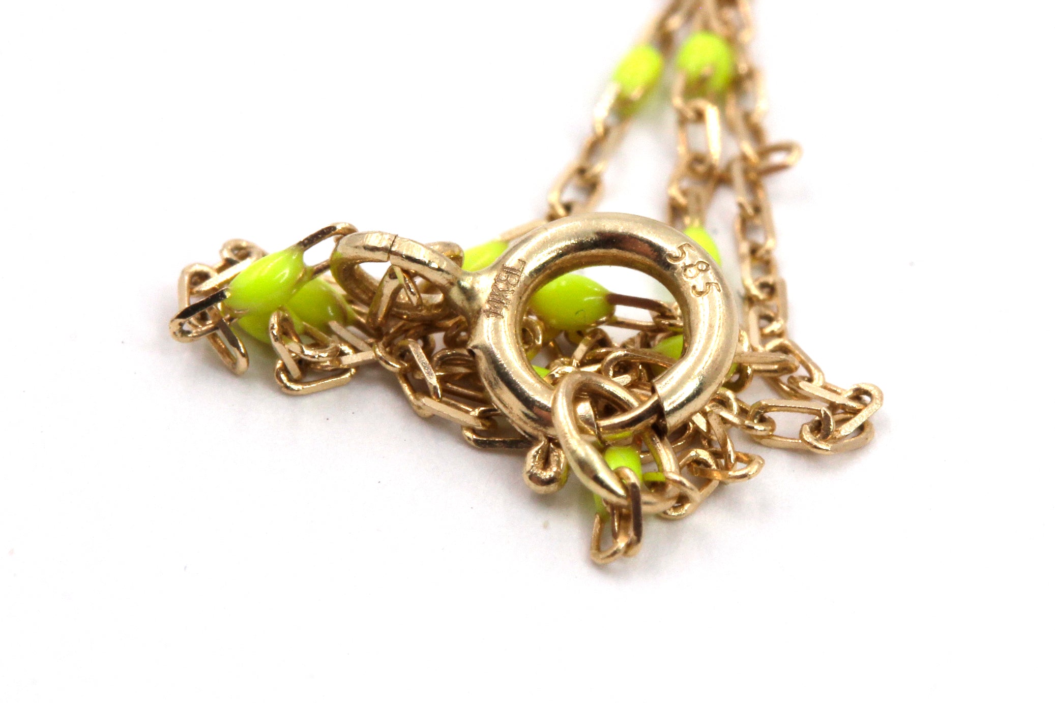 14k Gold Fine Chain Necklace with Yellow Enamel Accents
