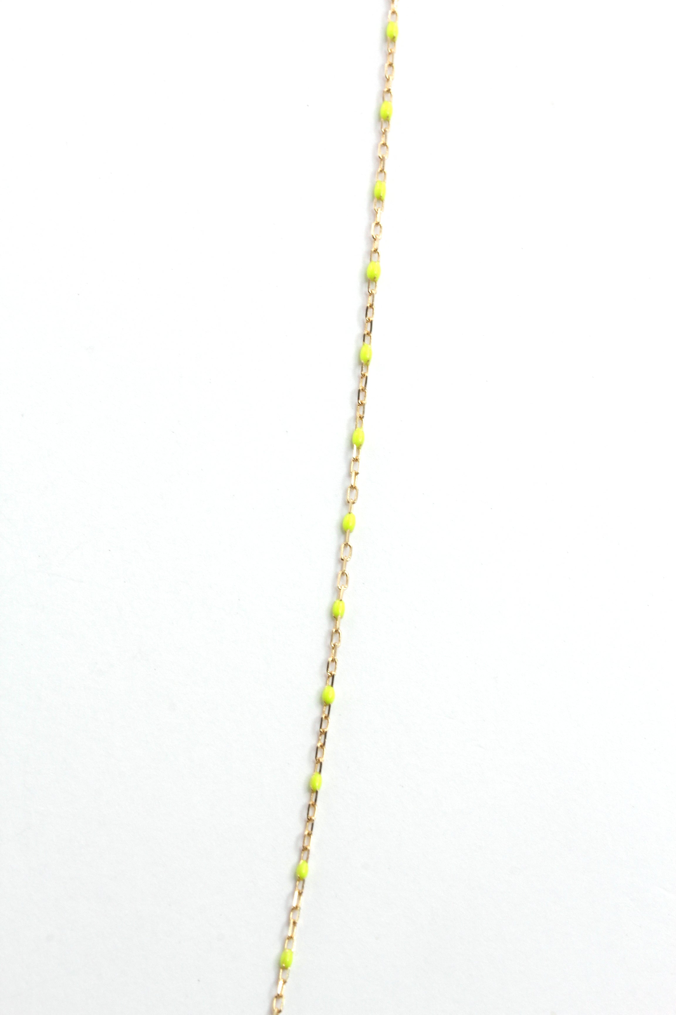 14k Gold Fine Chain Necklace with Yellow Enamel Accents