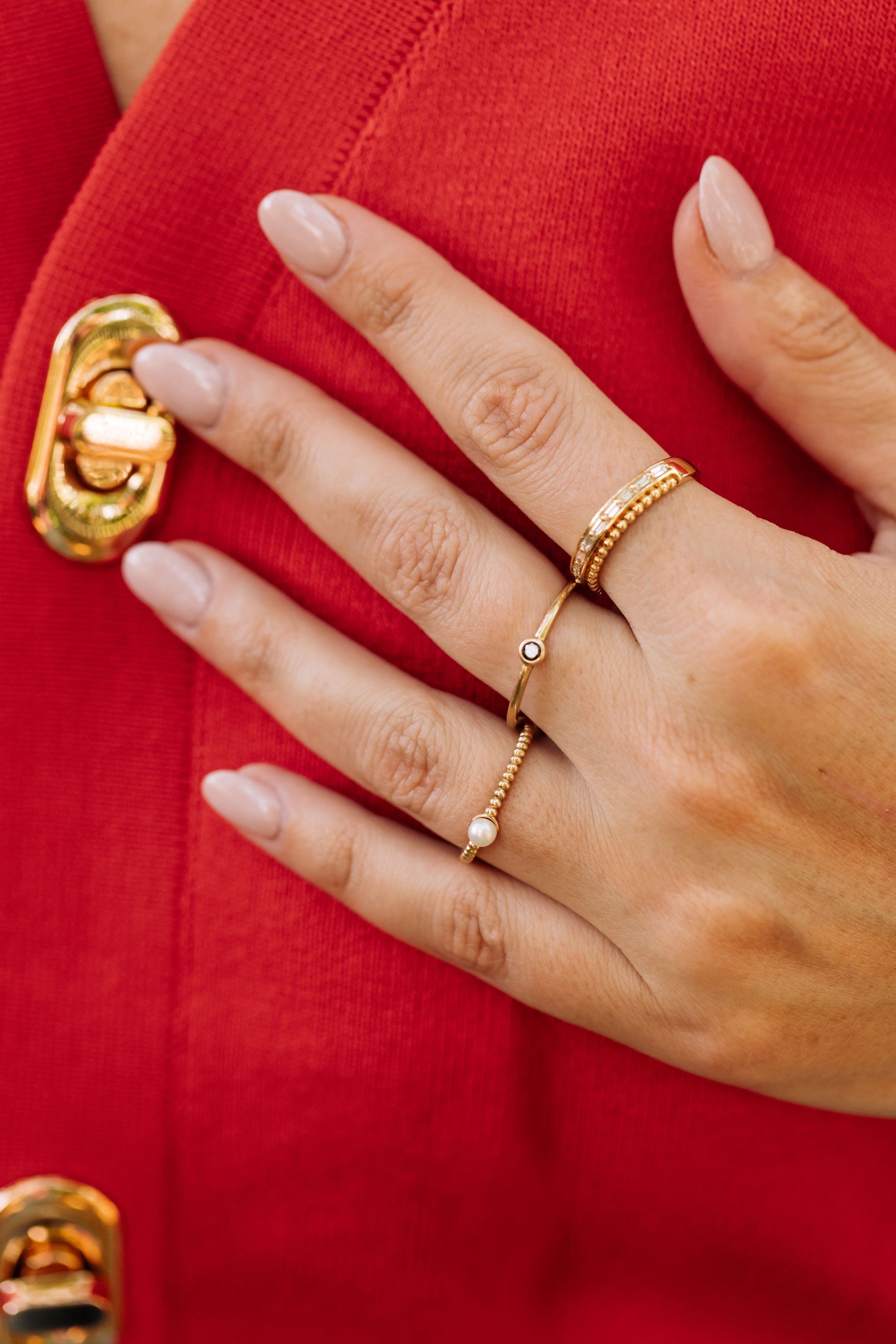 Akoya Pearl Stackable Ring - 14k gold