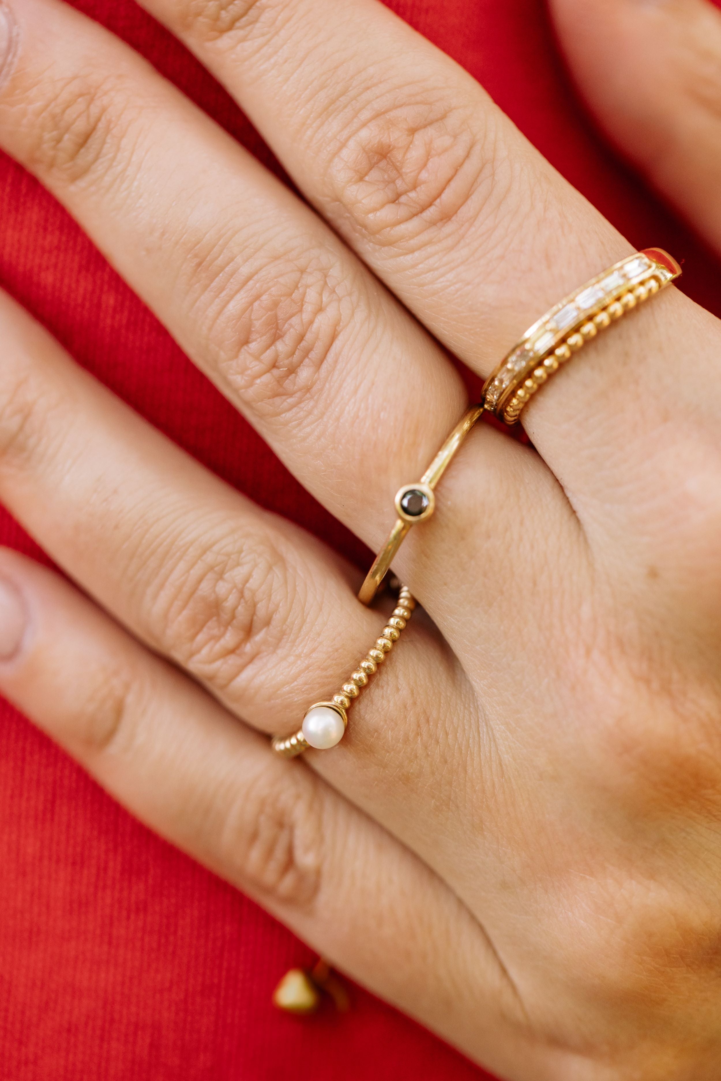 Akoya Pearl Stackable Ring - 14k gold