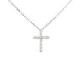 Diamond Cross Pendant Necklace - 14k White Gold - 0.51ctw