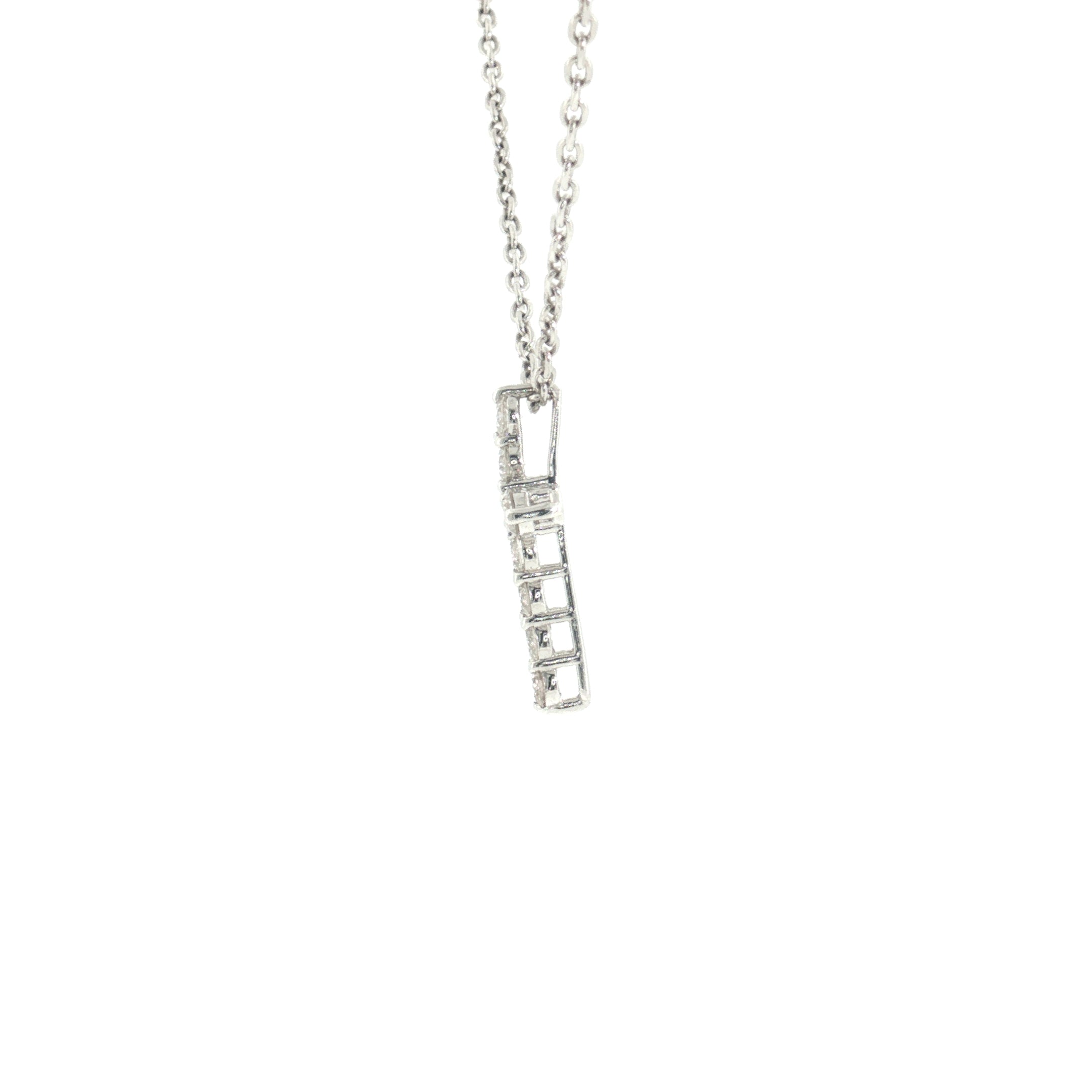 Diamond Cross Pendant Necklace - 14k White Gold - 0.51ctw