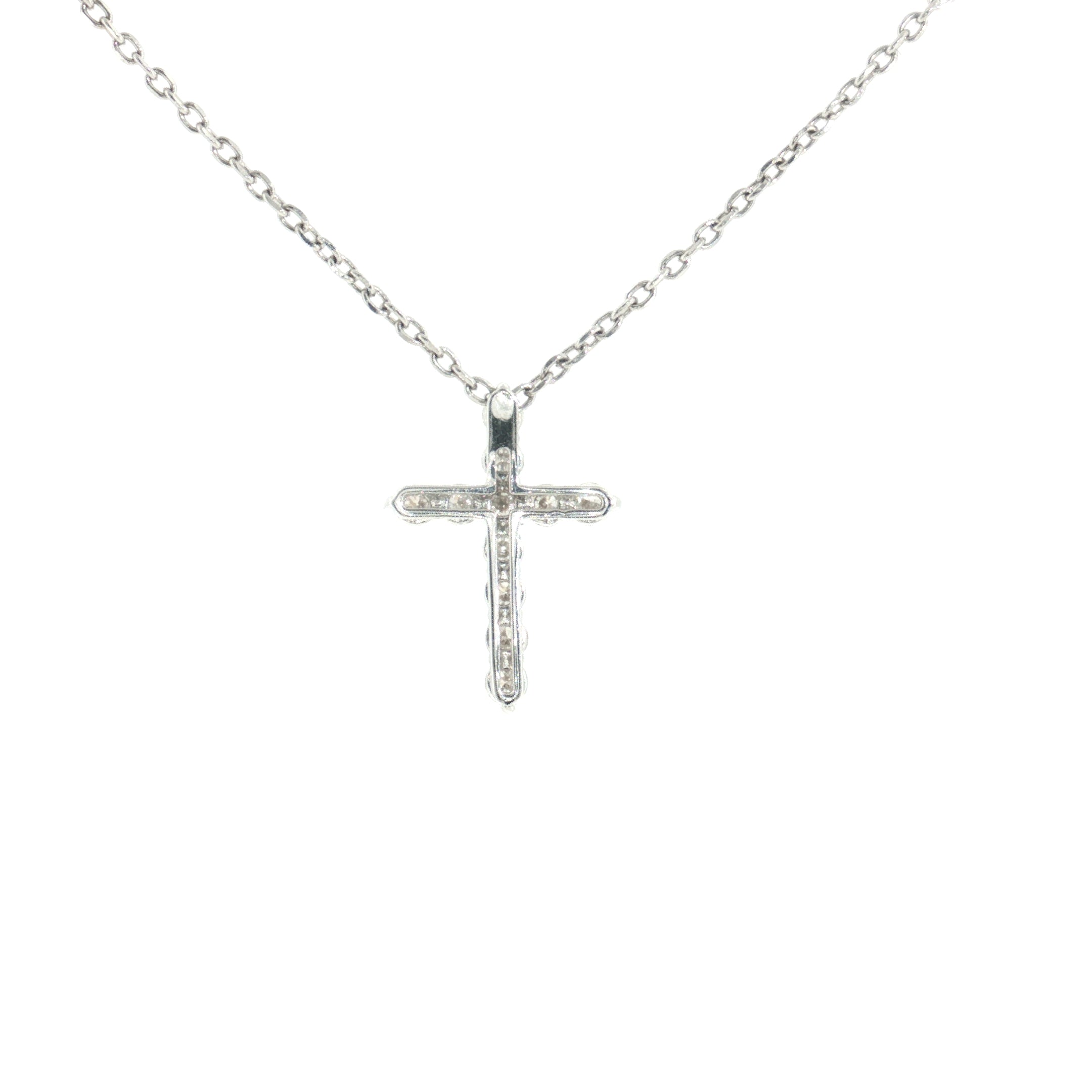 Diamond Cross Pendant Necklace - 14k White Gold - 0.51ctw