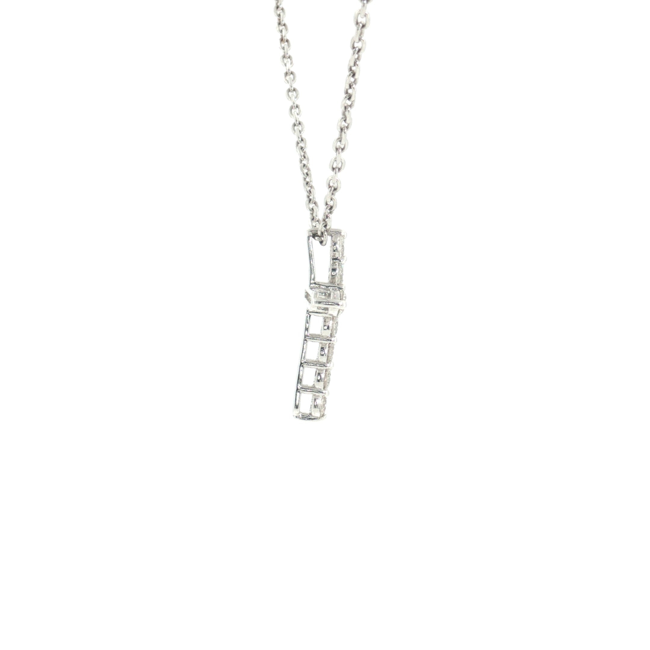 Diamond Cross Pendant Necklace - 14k White Gold - 0.51ctw