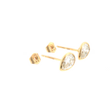 Lab Grown Diamond Bezel Pear Studs 14k Yellow Gold - 1.00ctw with backs off and stamps