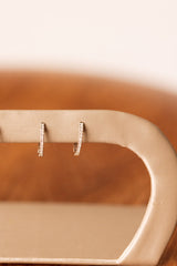 Diamond Huggie Earrings - 14k White Gold - 12.5mm - 0.12ctw