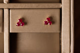 Ruby Cluster Stud Earrings - 14k Yellow Gold - 0.41ctw