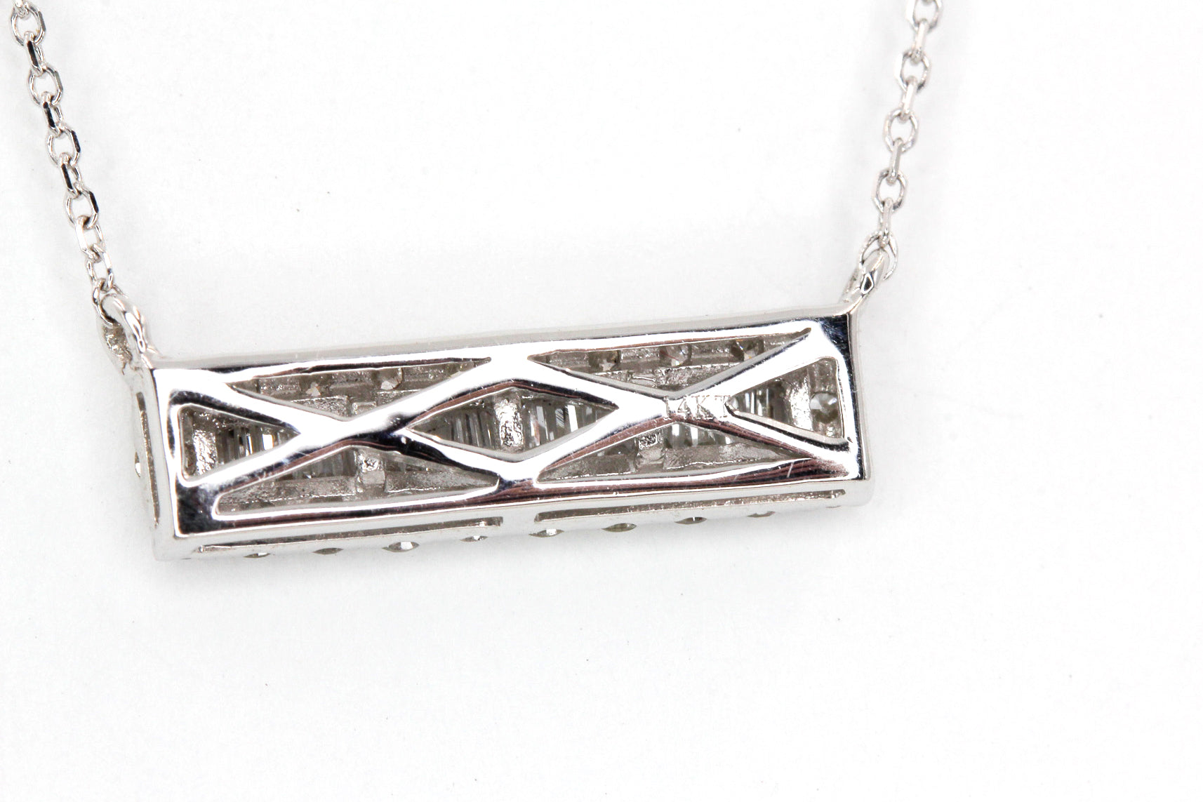 Baguette Diamond Bar Necklace - 14k White Gold - 0.50ctw