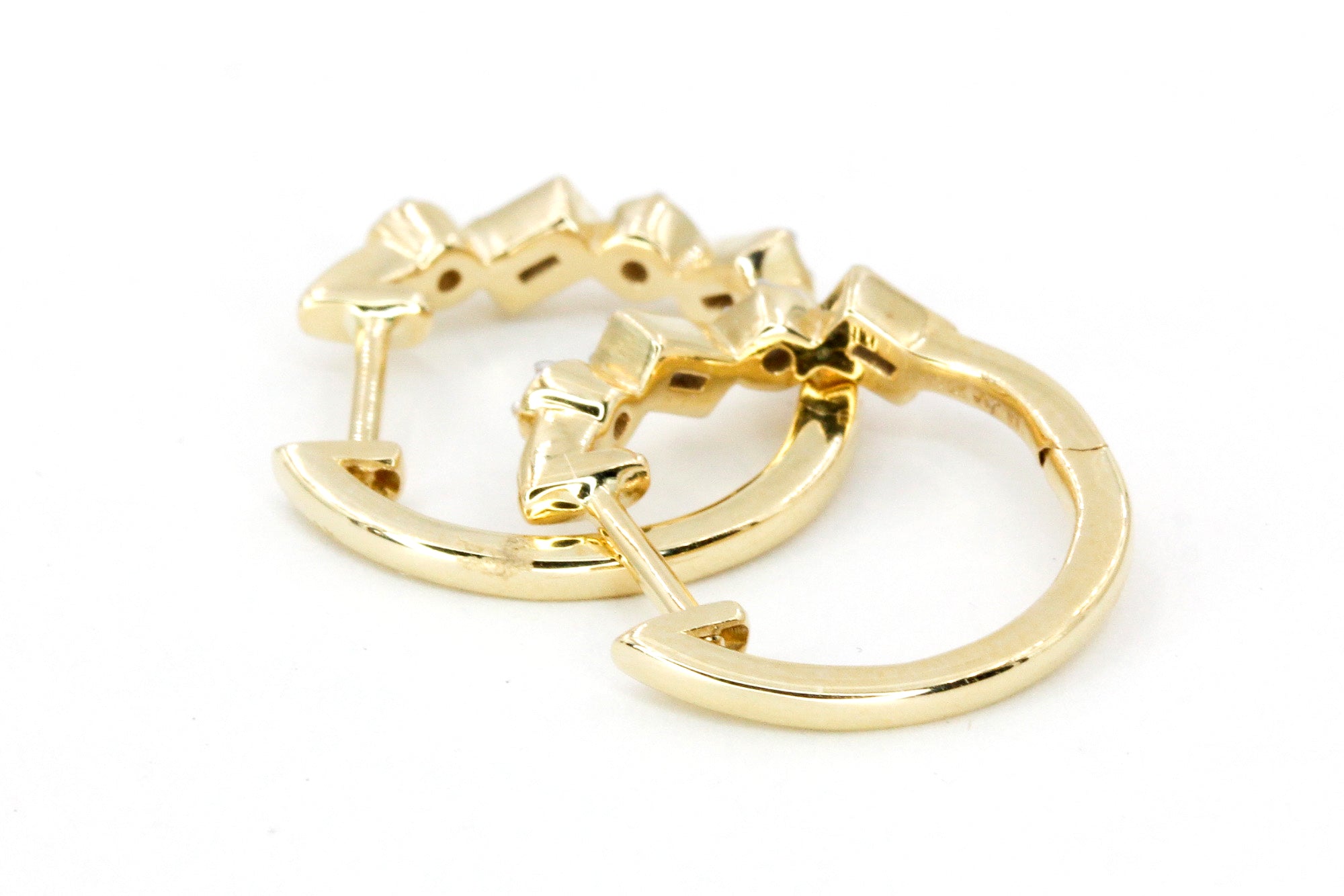 Baguette Diamond Huggie Earrings - 10k Yellow Gold - 0.14ctw