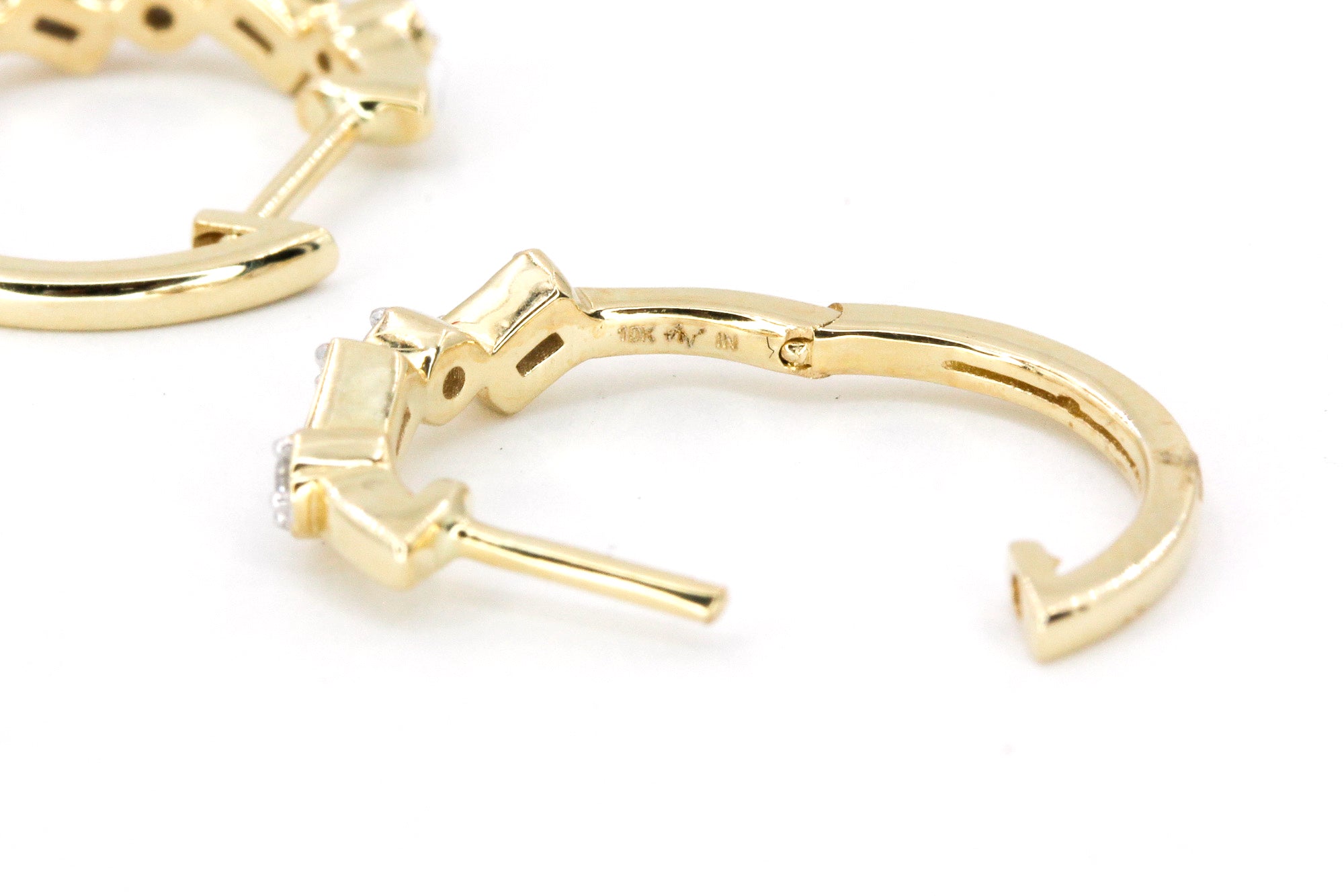 Baguette Diamond Huggie Earrings - 10k Yellow Gold - 0.14ctw
