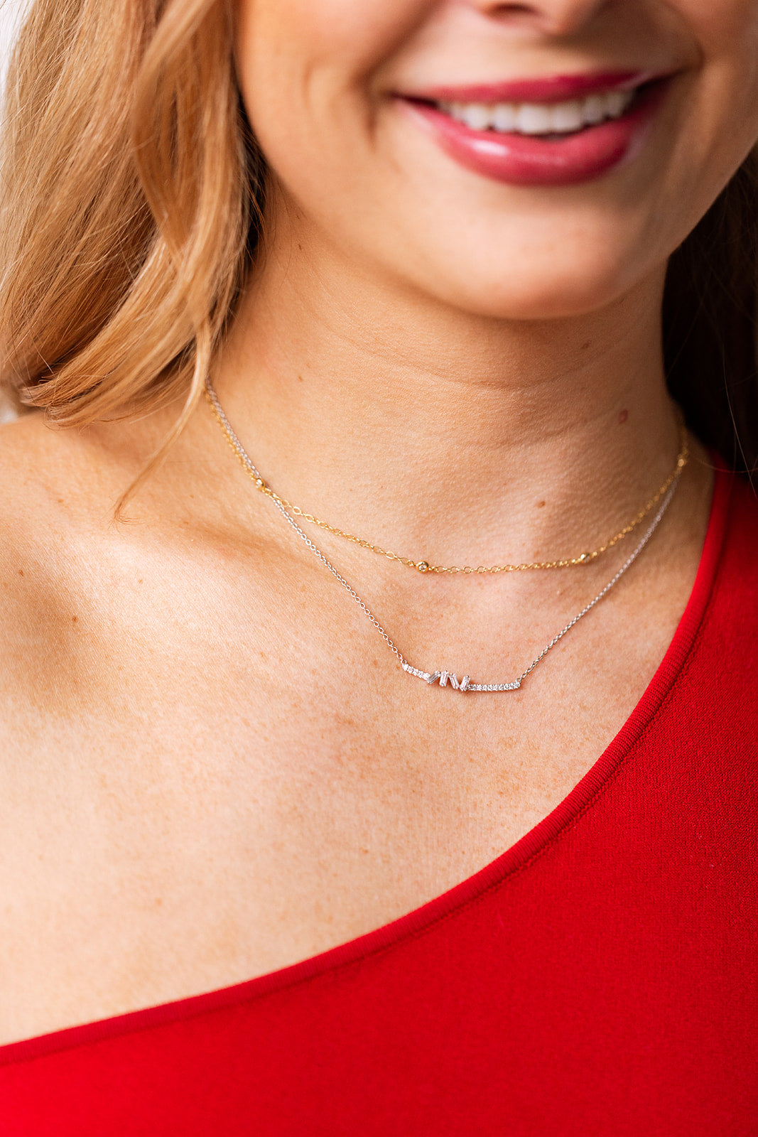 Baguette Diamond Line Necklace - 14k White Gold - 0.22ctw