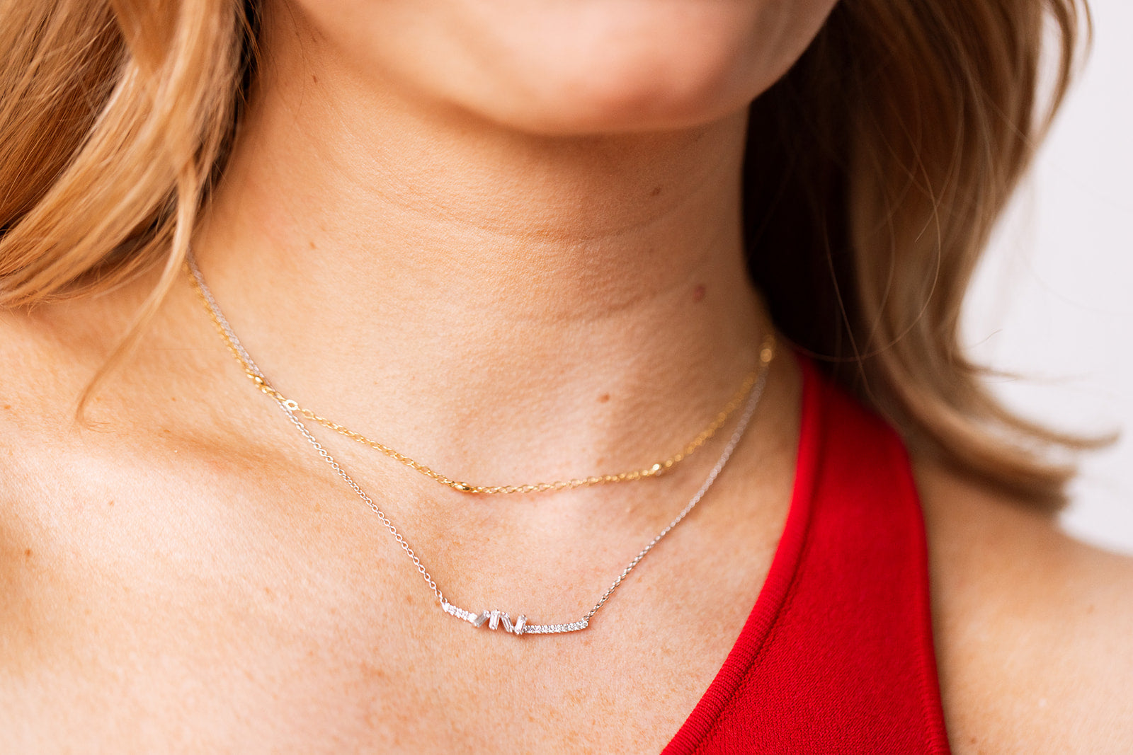 Baguette Diamond Line Necklace - 14k White Gold - 0.22ctw