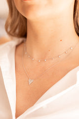 Bezel Diamond Cluster Drop Necklace - 14k Yellow Gold - 0.24ctw