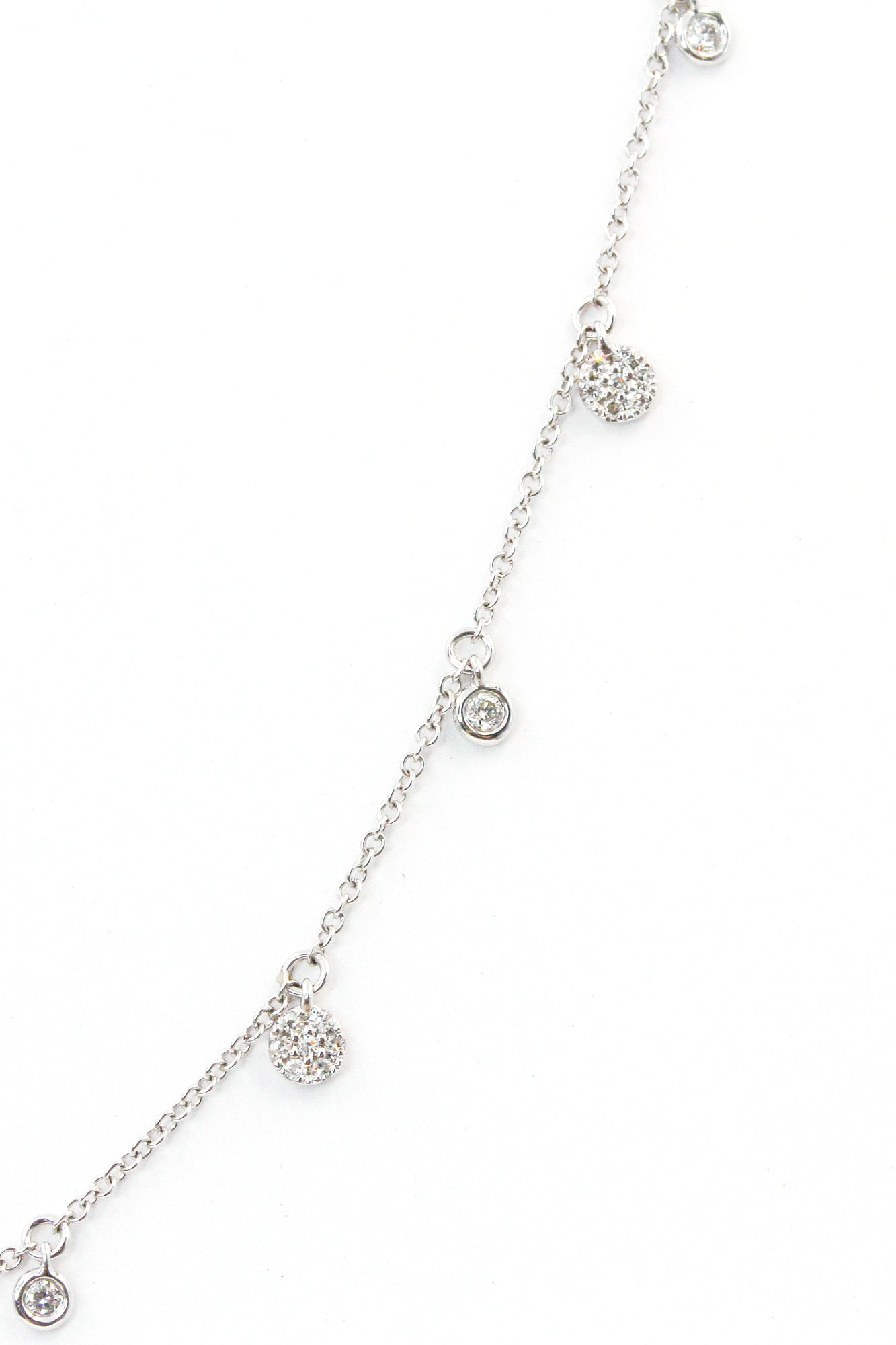 Bezel Diamond Cluster Drop Necklace - 14k Yellow Gold - 0.24ctw
