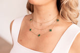 Bezel Set Diamond Cluster Drop Necklace - 14k Yellow Gold - 0.24ctw