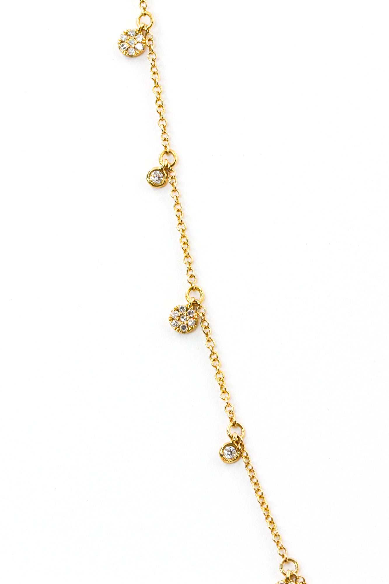 Bezel Set Diamond Cluster Drop Necklace - 14k Yellow Gold - 0.24ctw