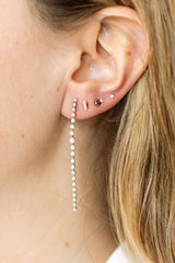 Long Diamond Drop Earrings - 14k White Gold - 1.06ctw