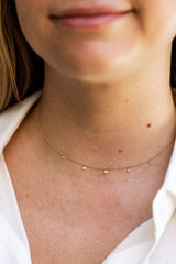 Pierced Diamond Drop Necklace - 14k Yellow Gold - 0.45ctw