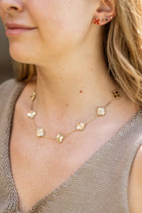 Clover Station Necklace - 14k Yellow Gold
