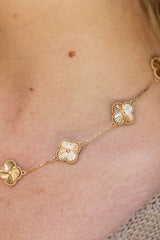 Clover Station Necklace - 14k Yellow Gold