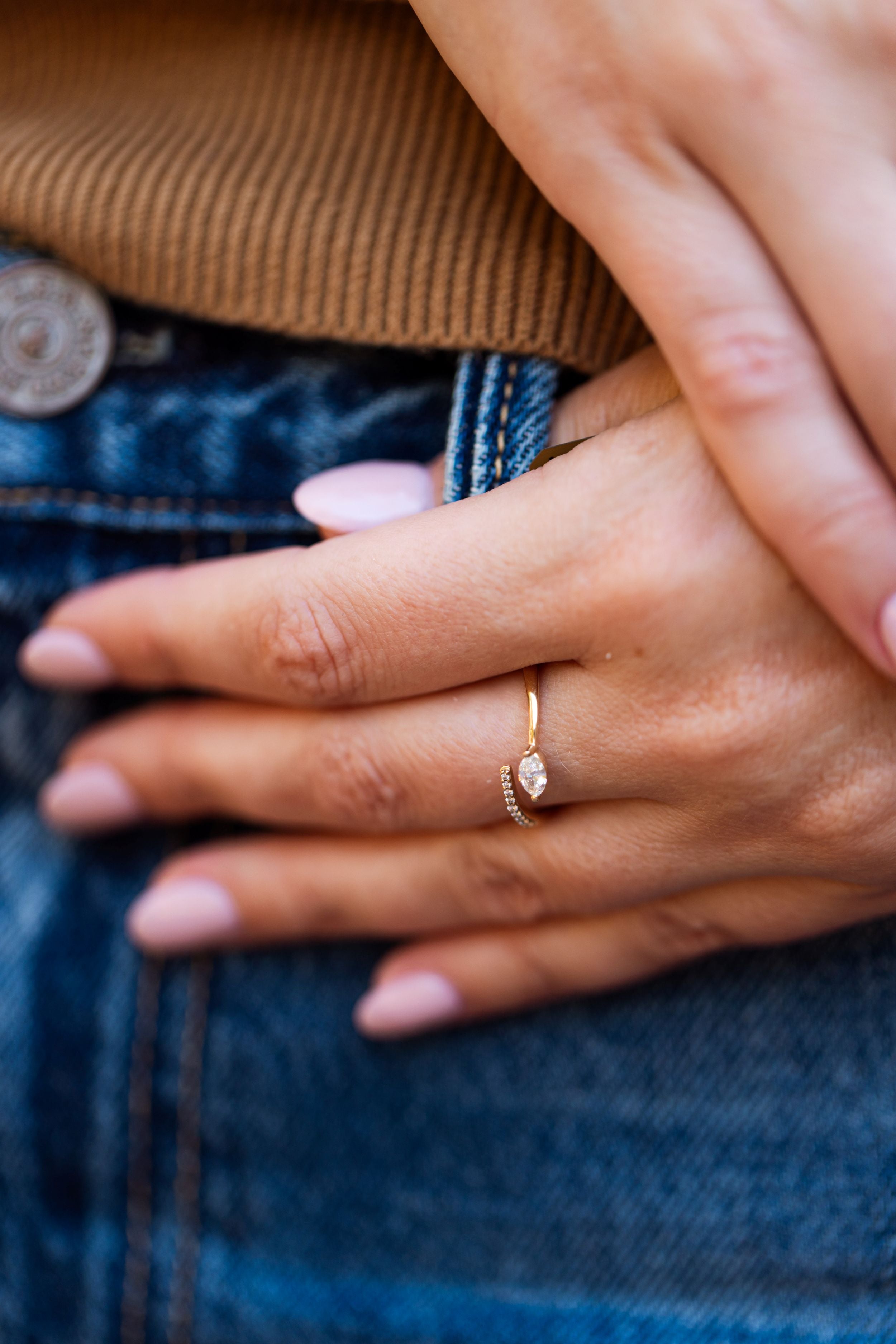 Diamond Bypass Ring - 10k Yellow Gold - 0.27ctw