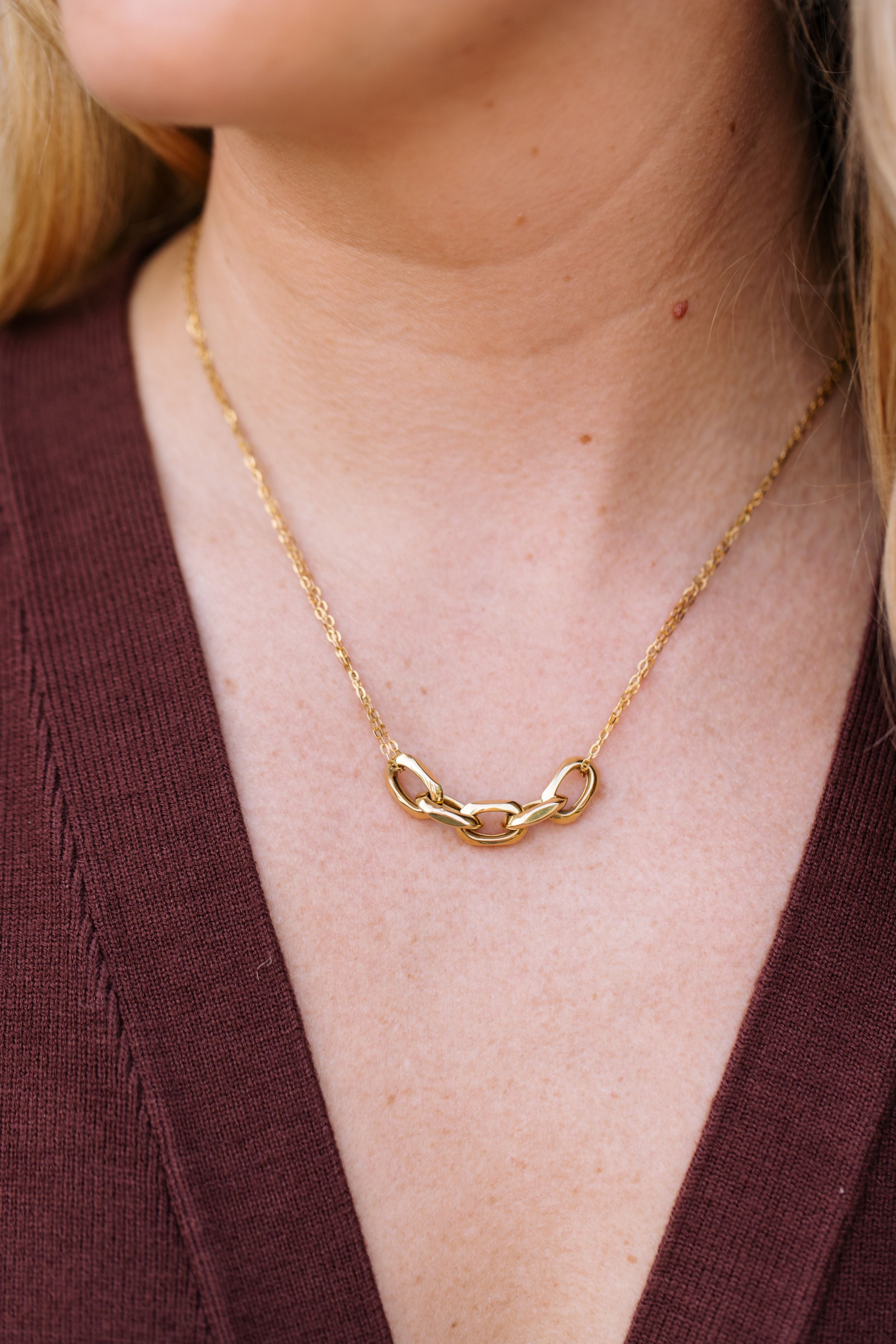 Carabiner Link Necklace - 10k Yellow Gold