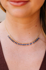 Diamond and Sapphire Statement Necklace - 14k Yellow Gold - 3.90ctw