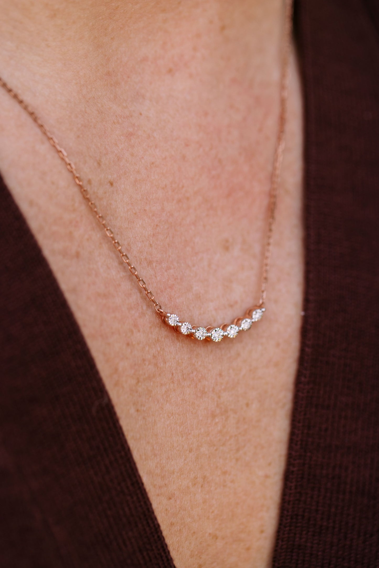 Diamond Curved Bar Necklace