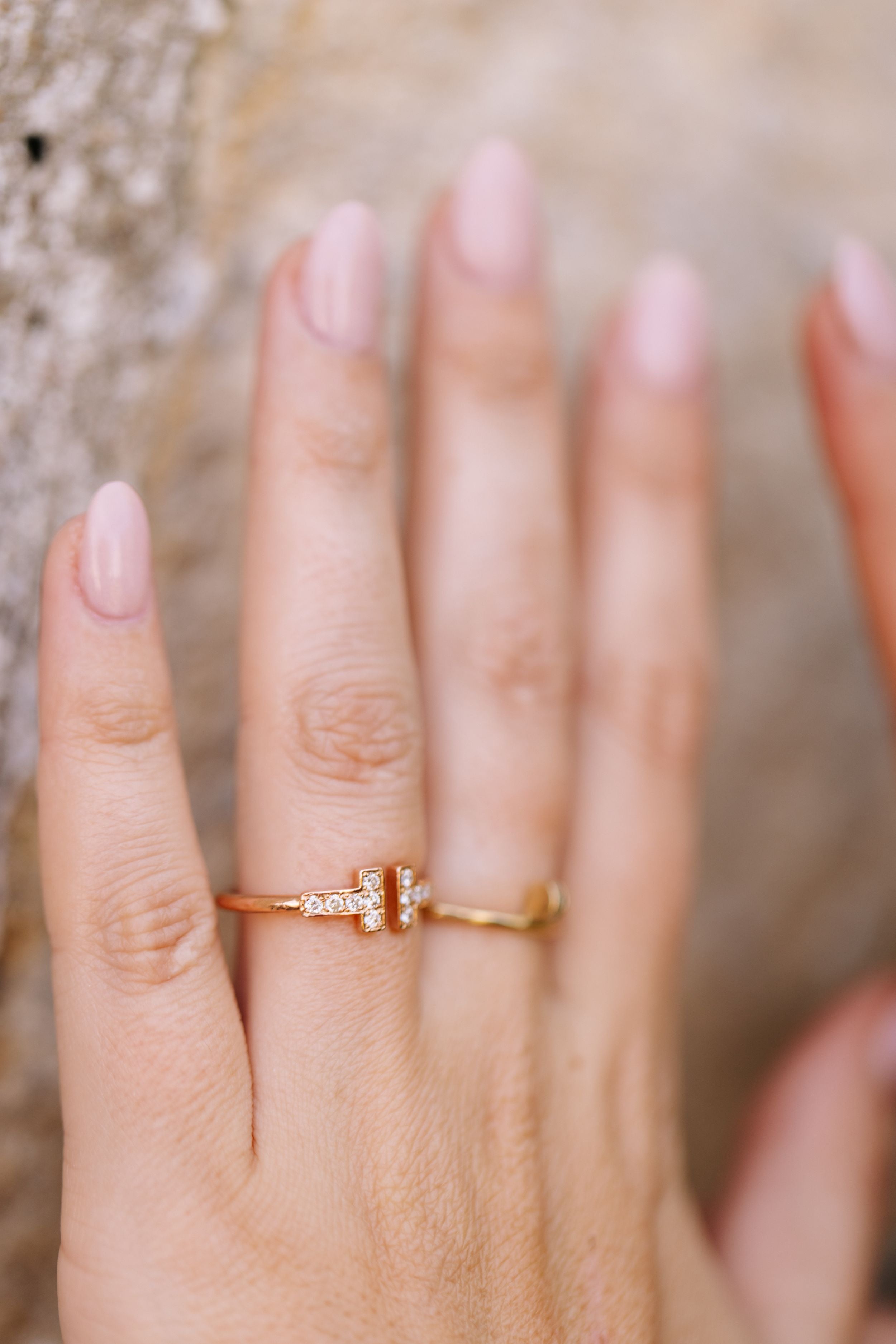 Diamond Double T Ring - 14k Rose Gold - 0.24ctw