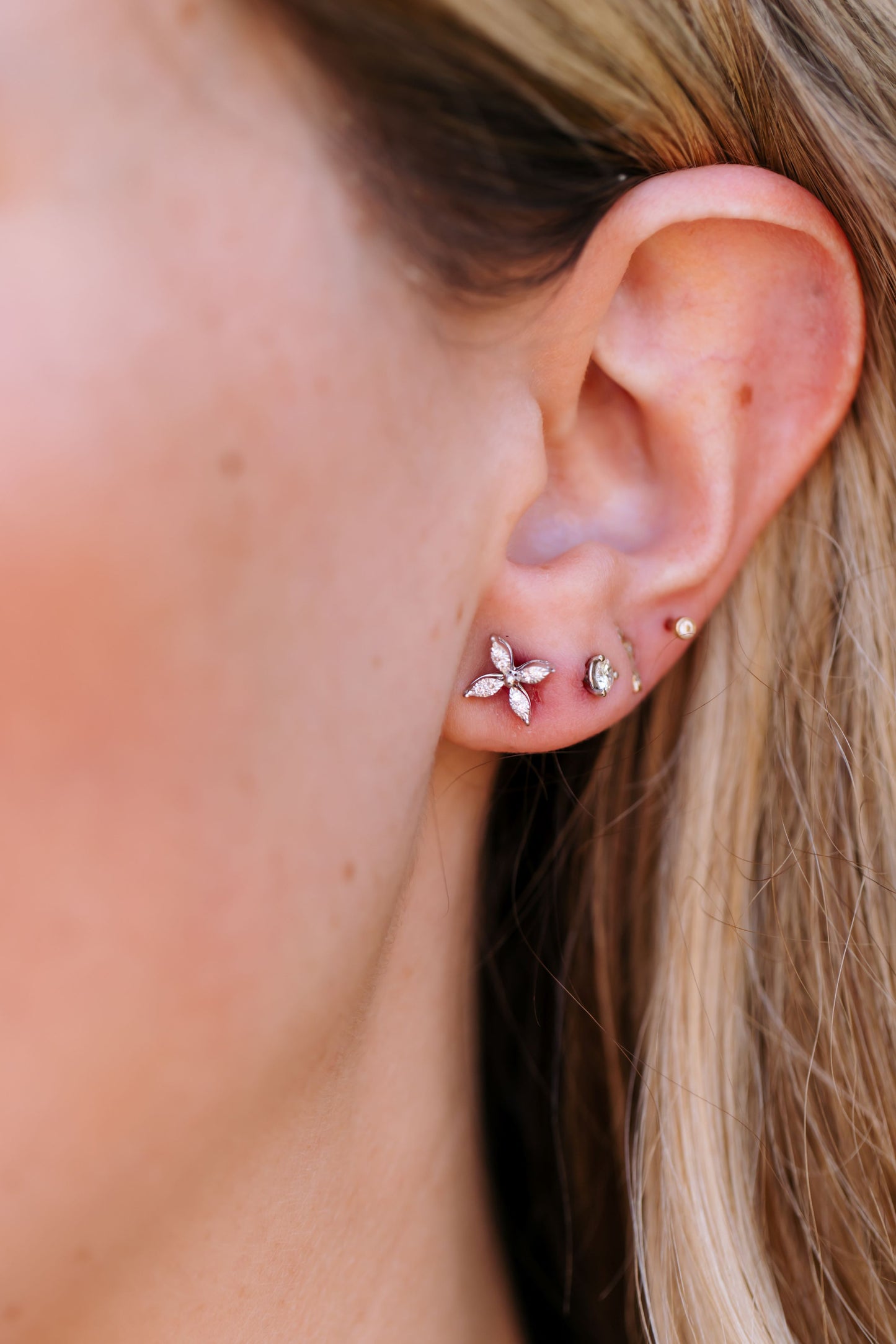 Diamond Floral Studs