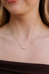 Curved Diamond Bar Necklace - 14K Yellow Gold - 0.36ctw