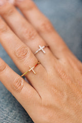 Diamond Cross Ring - 10k Yellow Gold - 0.050ctw