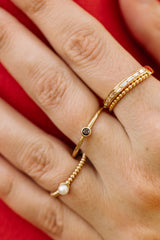 Diamond Double Band - 14k Yellow Gold - 0.20ctw