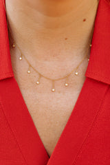 Diamond Bezel Drop Statement Necklace - 14k Yellow Gold - 0.30ctw