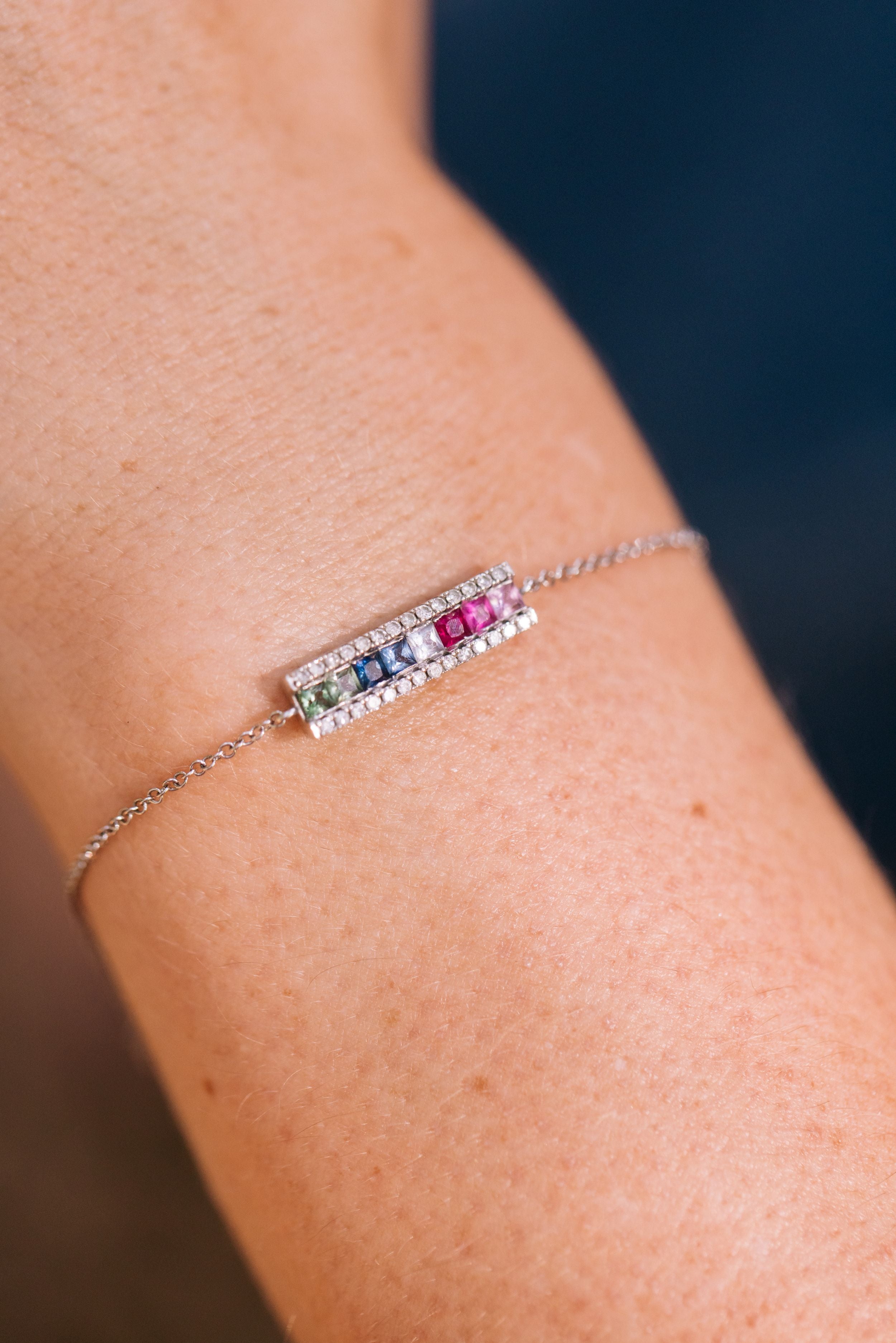 Ruby, Sapphire, and Diamond Bracelet - 14k White Gold