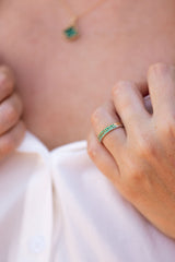Emerald Stackable Band - 14k White Gold