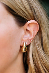 Tear Drop Stud Earrings - 14k Yellow Gold