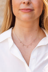 Diamond Clover Station Necklace - 14k Rose Gold - 0.31ctw