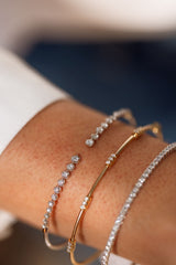 Graduated Diamond Bangle Bracelet - 14k White Gold - 0.75ctw