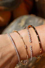 Hinged Diamond Bangle Bracelet - 14k Yellow Gold - 0.25ctw