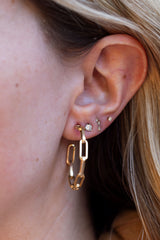 Paperclip Link Hoop Earrings - 10k Yellow gold